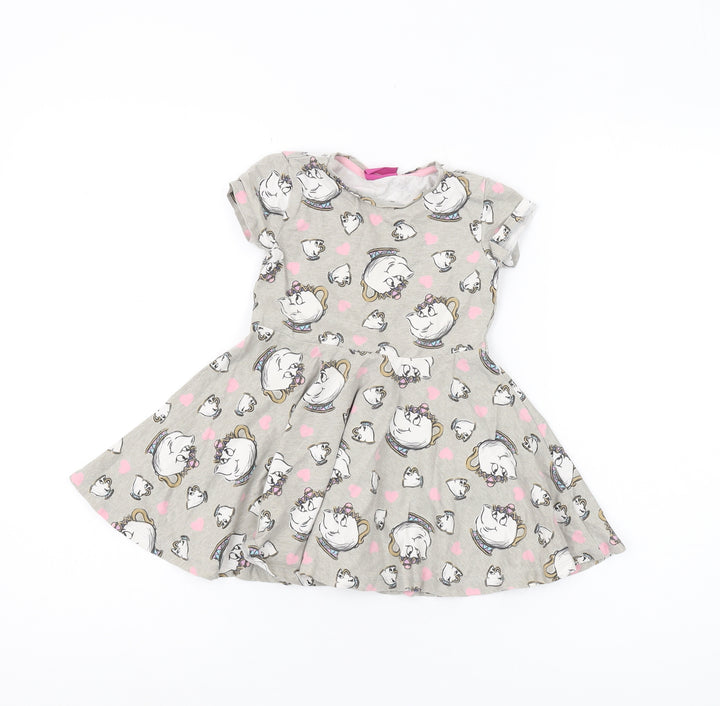 Disney Girls Grey Beauty and the Beast Skater Dress 2-3 Years
