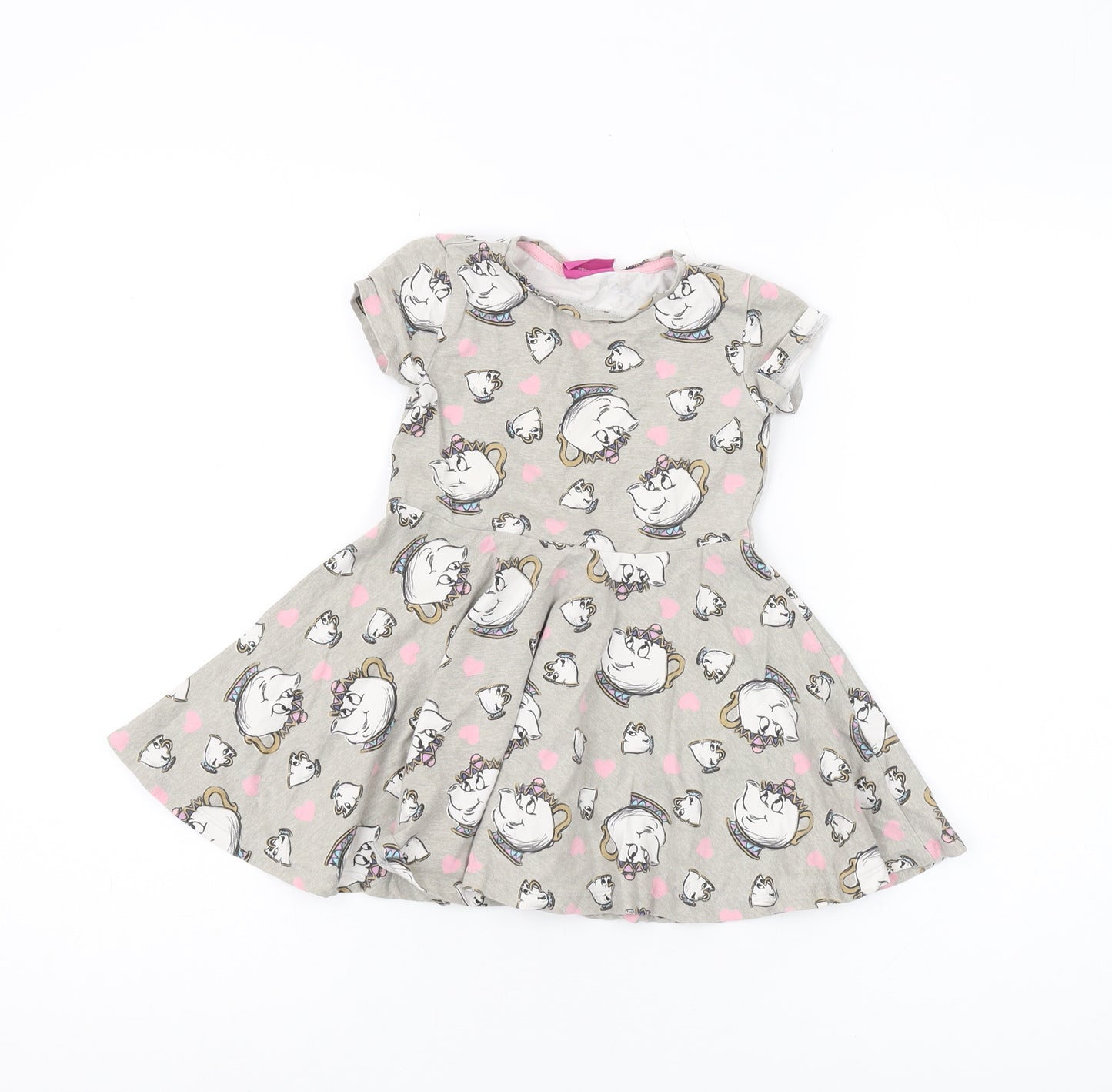 Disney Girls Grey Beauty and the Beast Skater Dress 2-3 Years