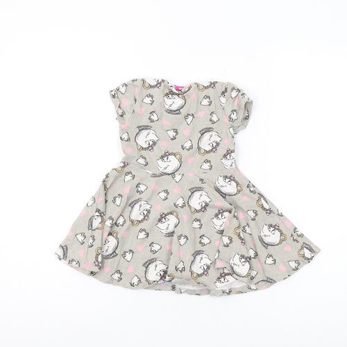 Disney Girls Grey Beauty and the Beast Skater Dress 2-3 Years