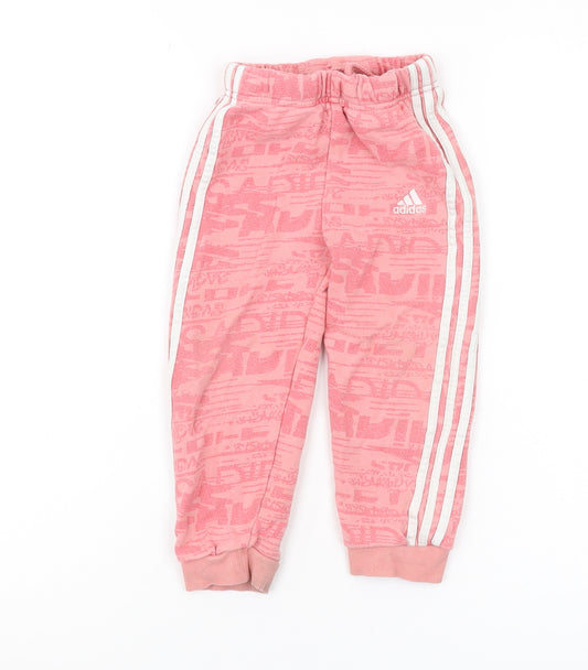 Adidas Girls Pink Jogger Trousers 2-3 Years