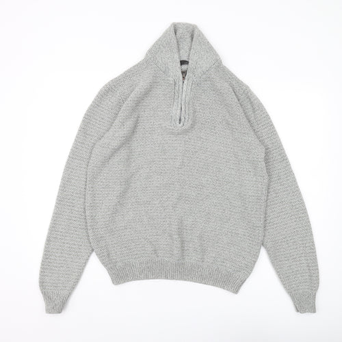 Marks and Spencer Men's Grey Medium 1/2 Zip Jumper