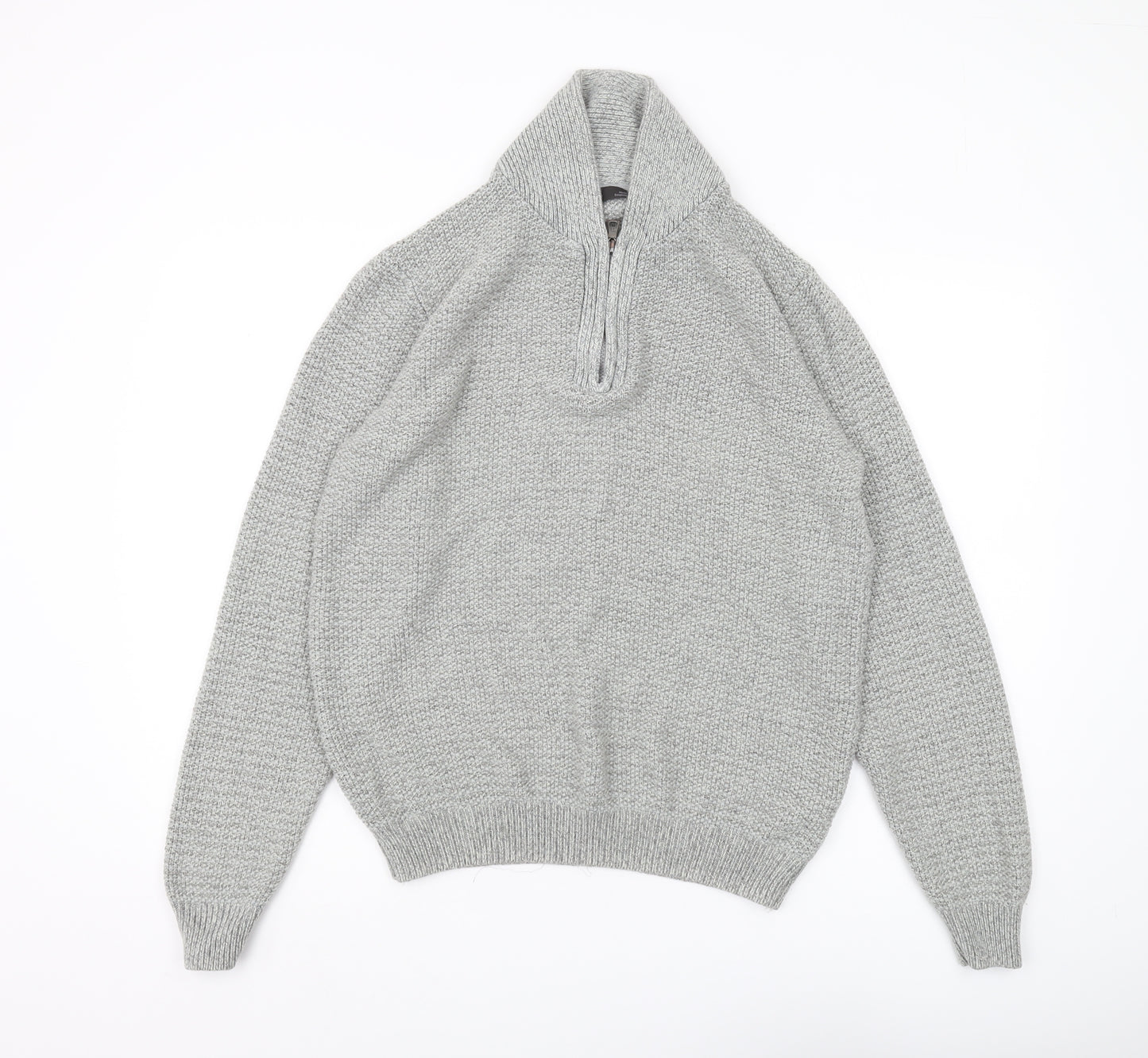 Marks and Spencer Men's Grey Medium 1/2 Zip Jumper