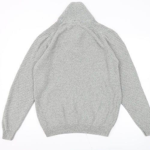 Marks and Spencer Men's Grey Medium 1/2 Zip Jumper