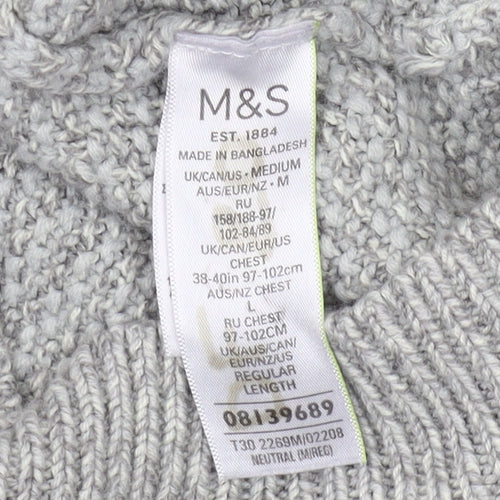 Marks and Spencer Men's Grey Medium 1/2 Zip Jumper