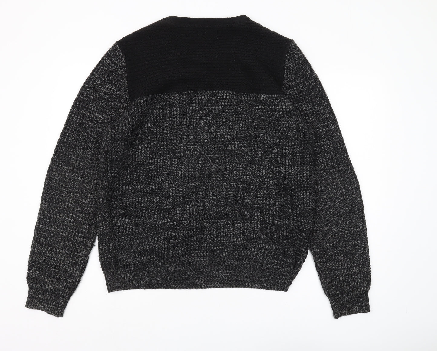 Brave Soul Men’s Black Crew Neck Pullover Jumper Large