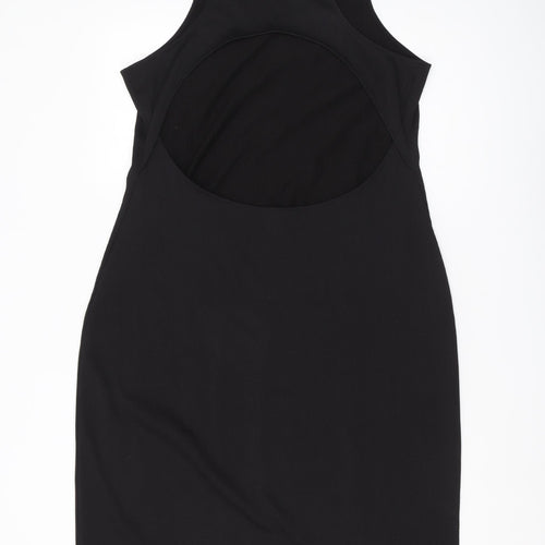 H&M Women's Black Bodycon Midi Dress, Size 12, Sleeveless Elegance