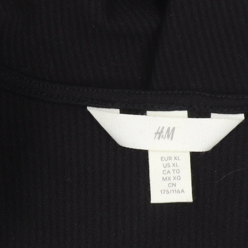 H&M Women's Black Bodycon Midi Dress, Size 12, Sleeveless Elegance