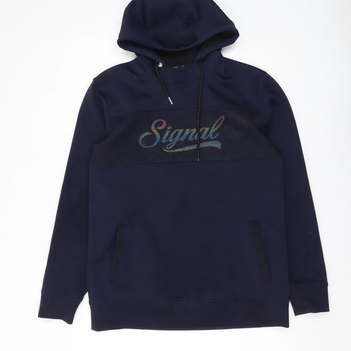 Signal Men's Blue XL Hoodie Pullover with Logo