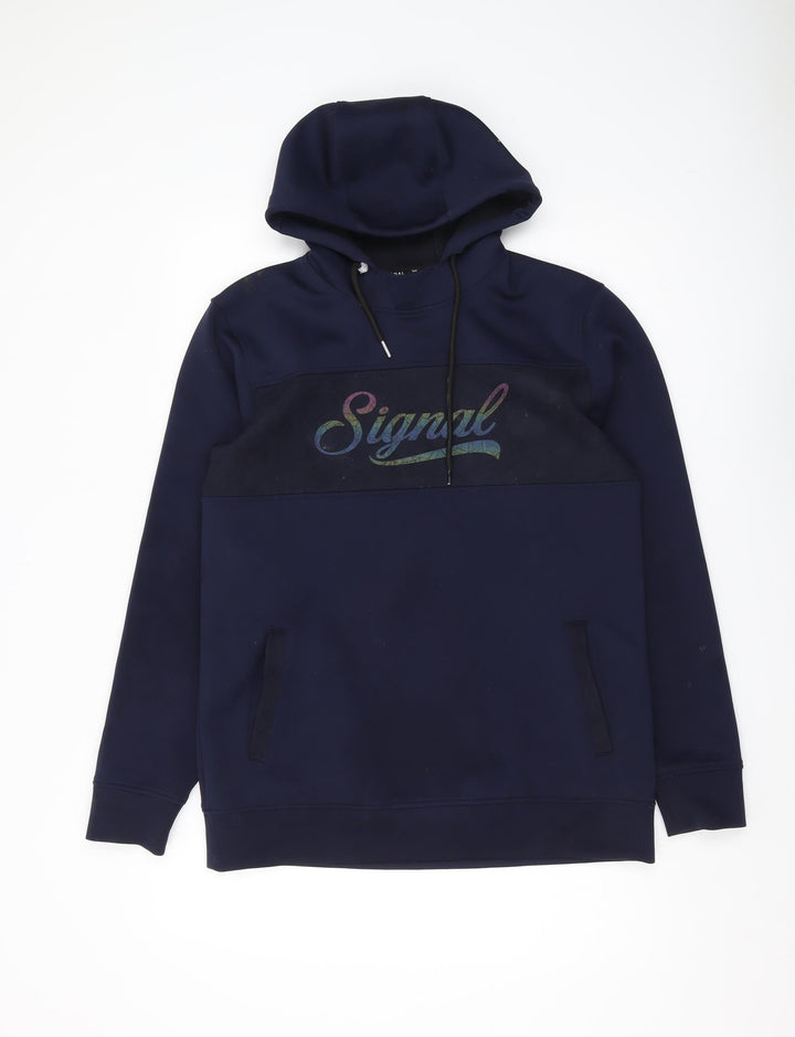 Signal Men's Blue XL Hoodie Pullover with Logo