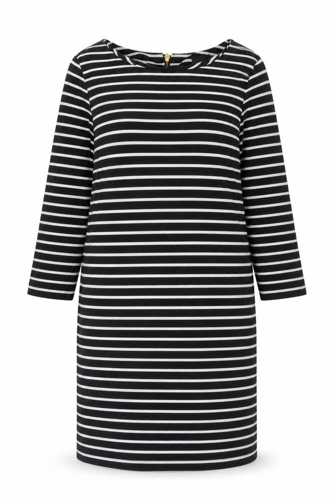 Front view of VILA Women's Black Striped Sheath Dress S