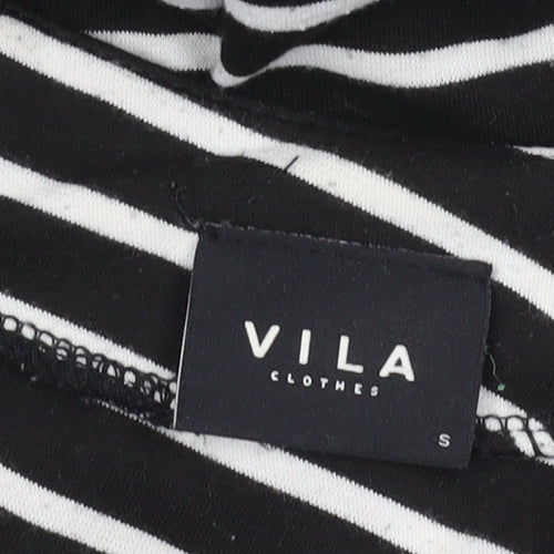 VILA Women's Black Striped Sheath Dress S