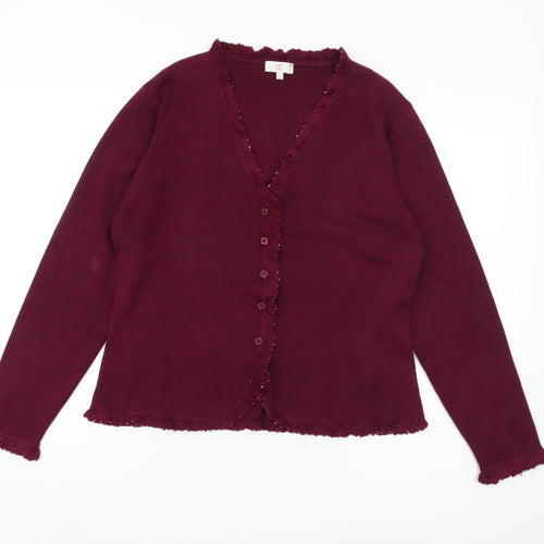 CC Women's Purple Cardigan, Size L, V-Neck
