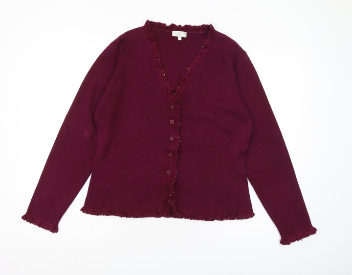 CC Women's Purple Cardigan, Size L, V-Neck