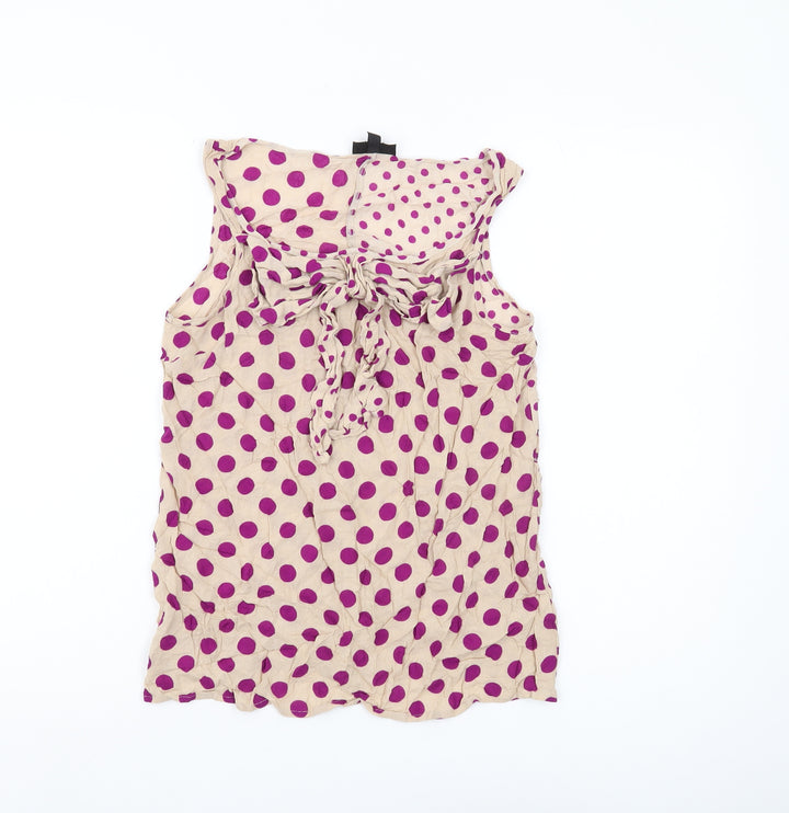 Topshop Women's Beige Polka Dot Tank Top, UK 6