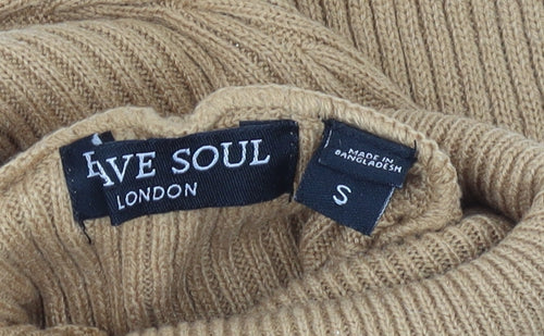 Love Soul London Brown Knit Midi Bodycon Dress S