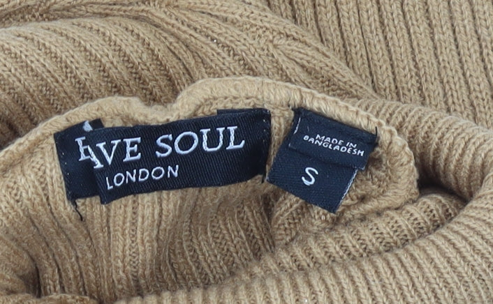 Love Soul London Brown Knit Midi Bodycon Dress S