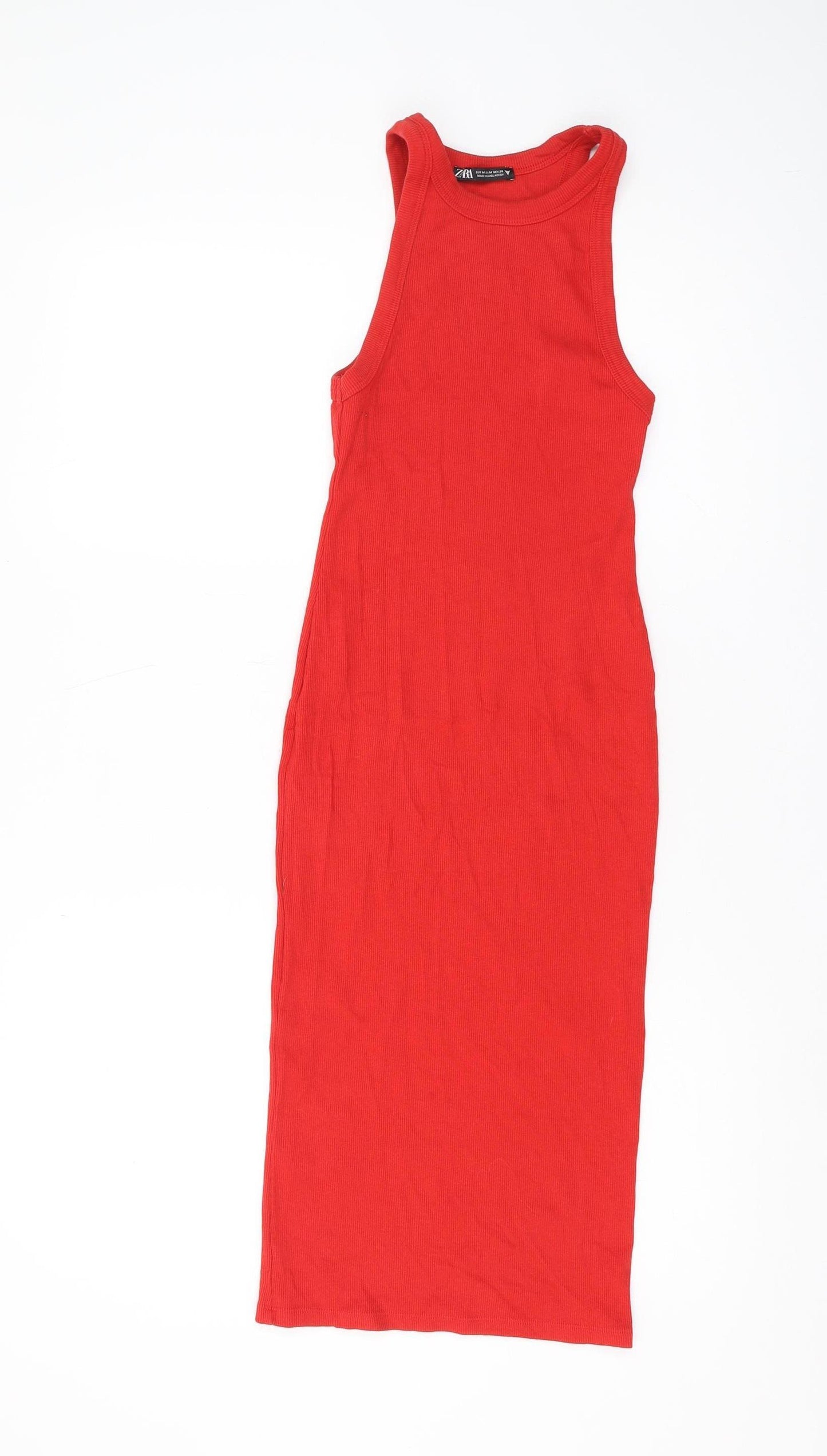 Zara Women's Red Midi Tank Dress Size 12
