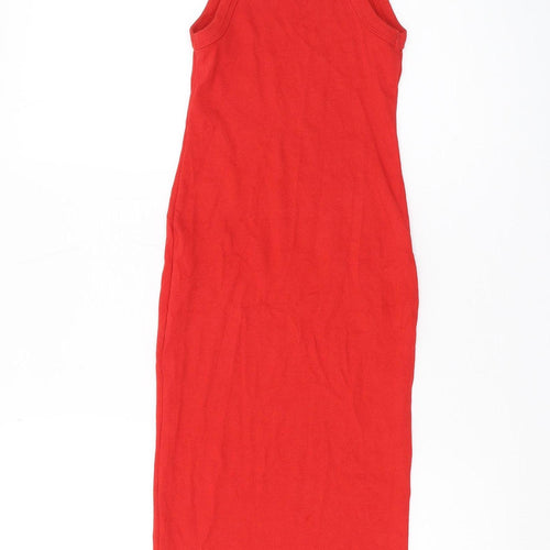 Zara Women's Red Midi Tank Dress Size 12