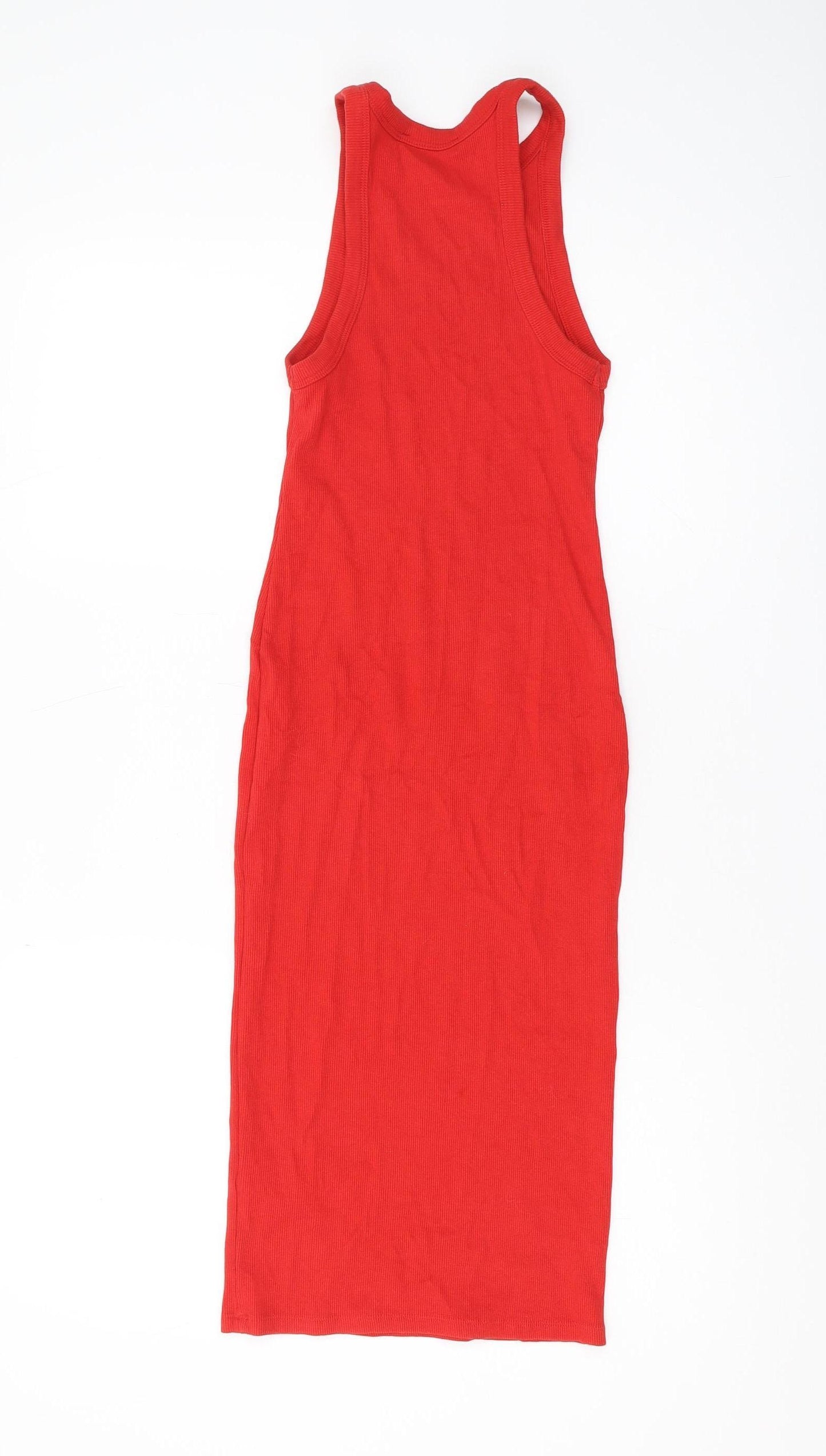 Zara Women's Red Midi Tank Dress Size 12