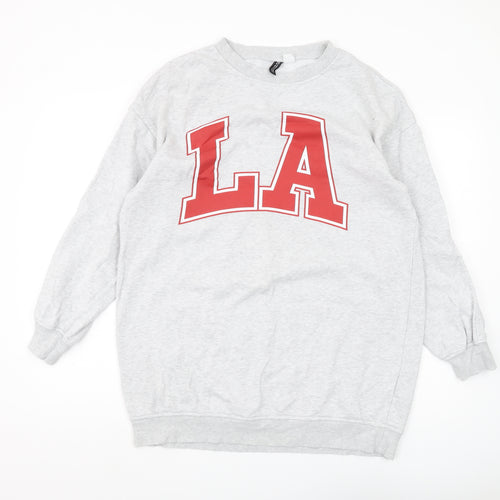 H&M Unisex Grey Logo Pullover Sweatshirt S