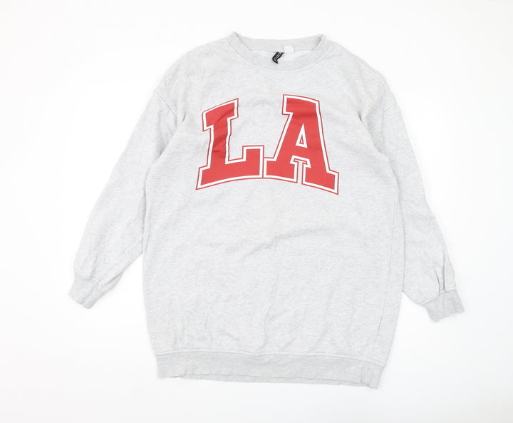 H&M Unisex Grey Logo Pullover Sweatshirt S