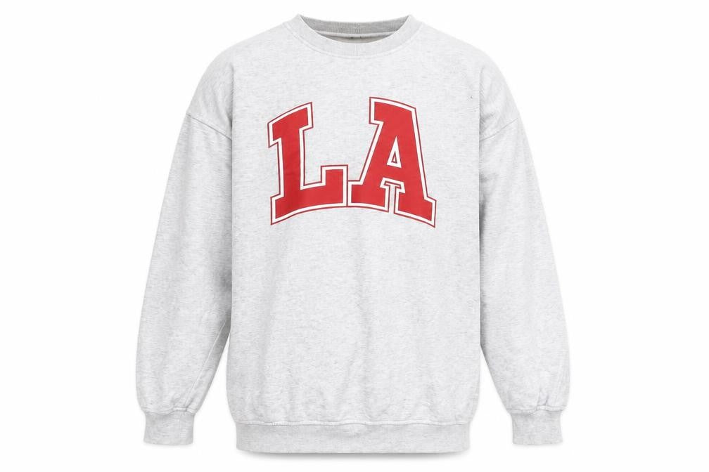 Front view of H&M unisex grey logo pullover sweatshirt s