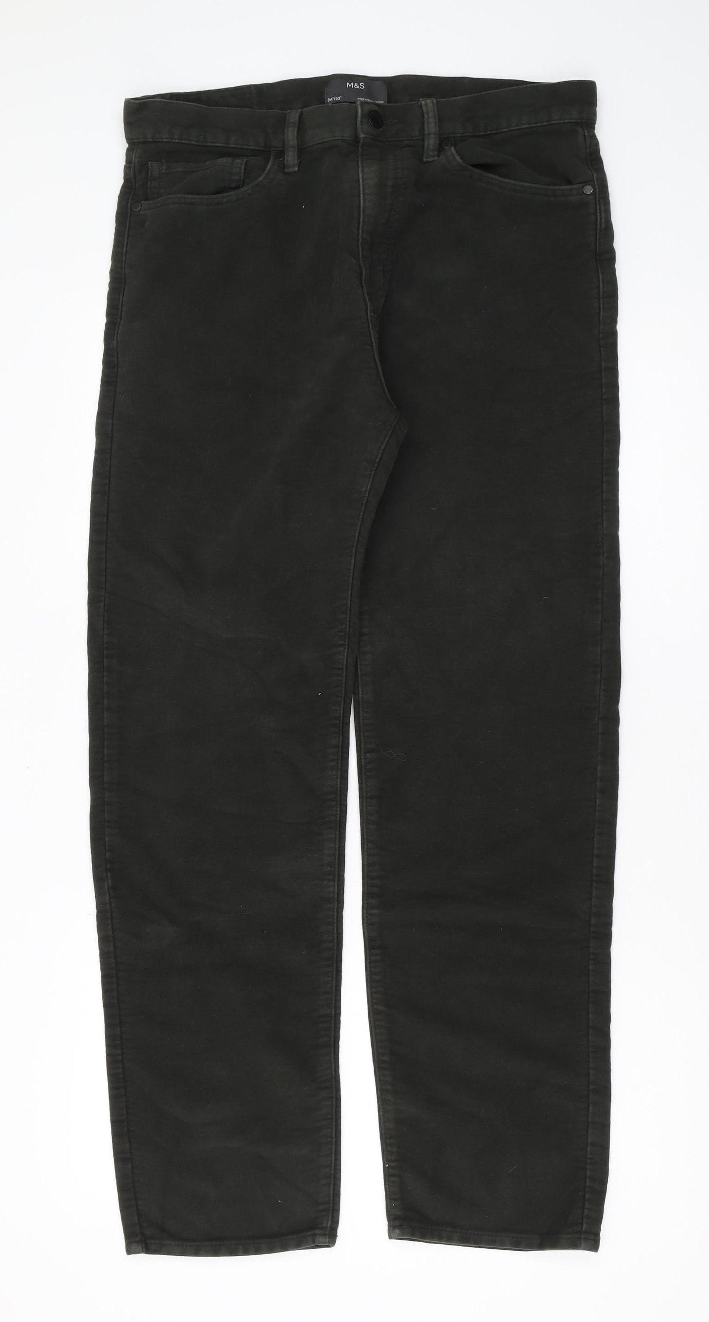 Marks and Spencer Men's Green Trousers, Size 34