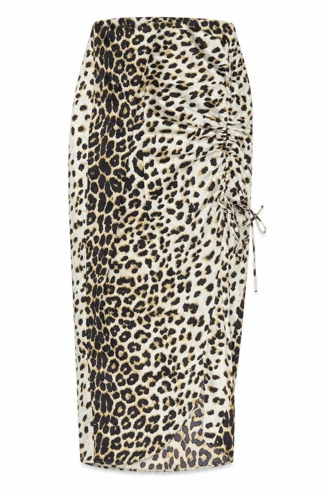 Front view of River Island Women's Leopard Print Midi Skirt