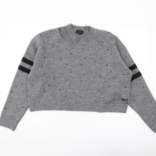 Topshop Women's Grey Crew Neck Pullover Jumper Size 14