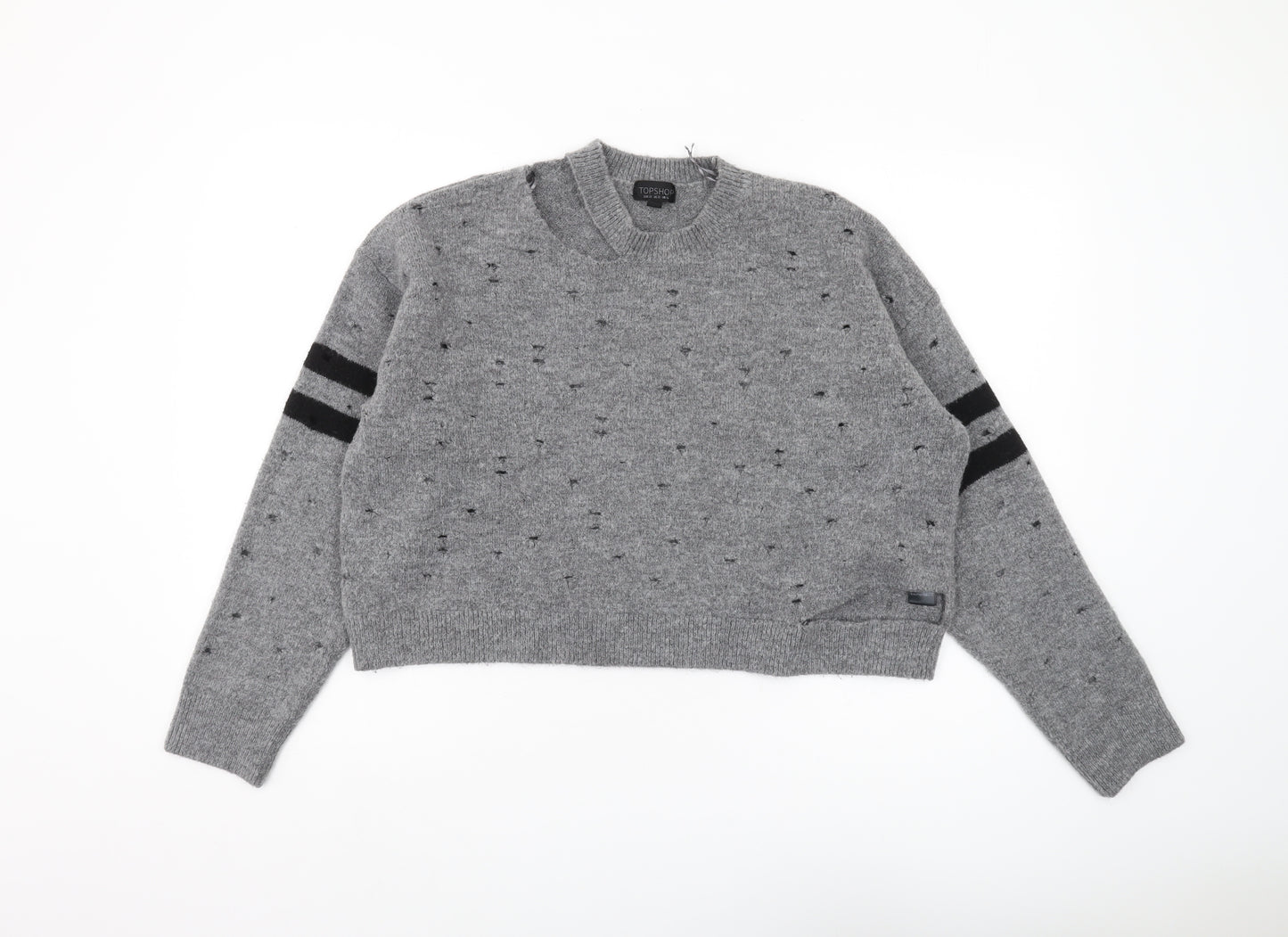 Topshop Women's Grey Crew Neck Pullover Jumper Size 14
