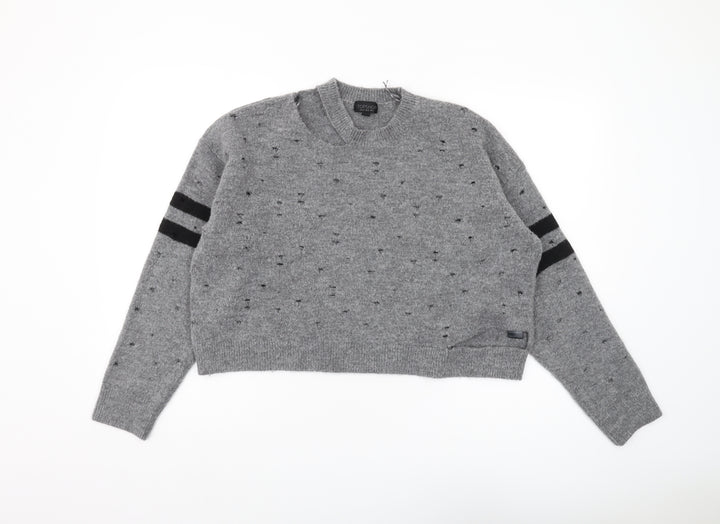 Topshop Women's Grey Crew Neck Pullover Jumper Size 14