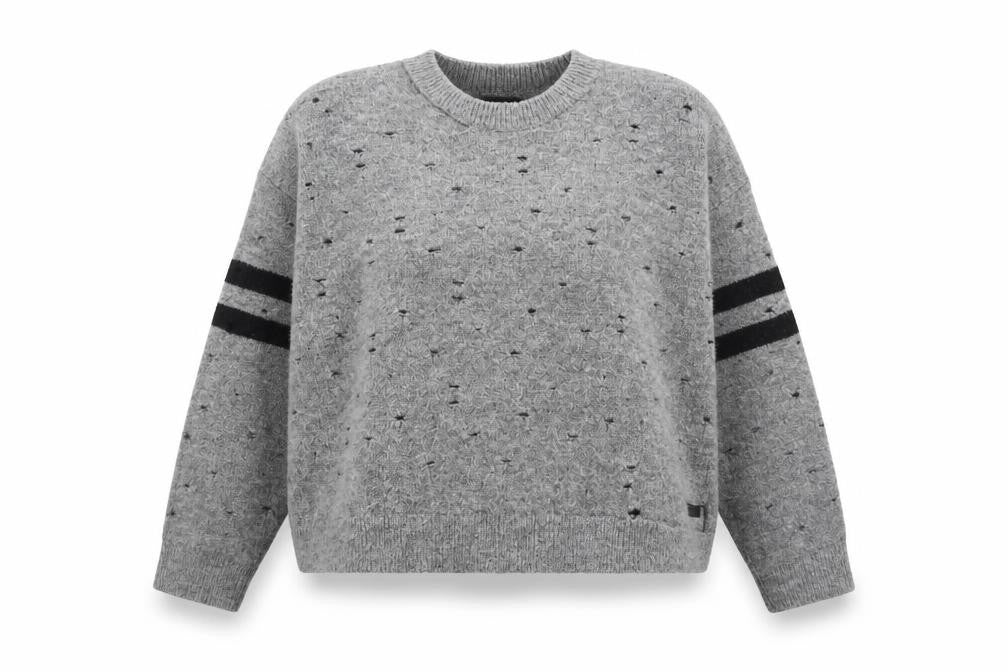 Front view of Topshop Women's Grey Crew Neck jumper, size 14