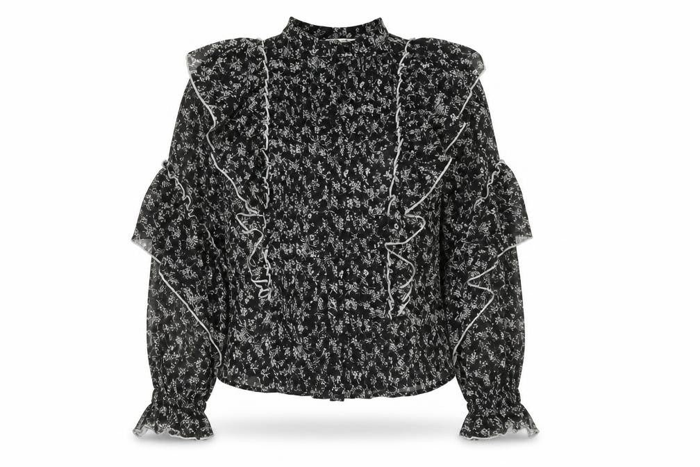 Miss Selfridge Women's Black Floral Chiffon Blouse Size 8