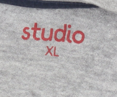 Studio Men's Grey Motorcycle T-Shirt XL, Graphic Print