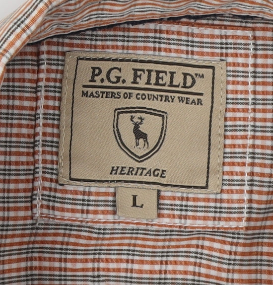 P.G. Field Men's Multicoloured Check Button-Up Shirt L