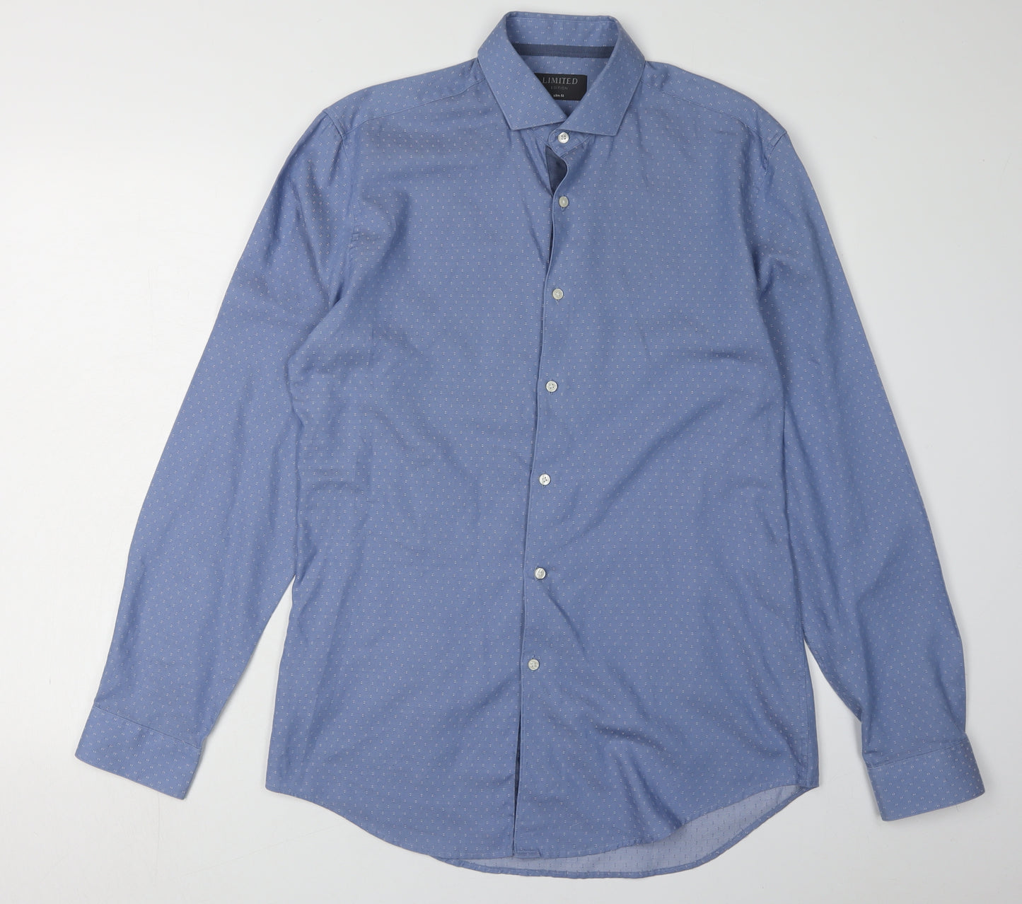 Marks and Spencer Men’s Blue Polka Dot Button-Up Shirt 15.5