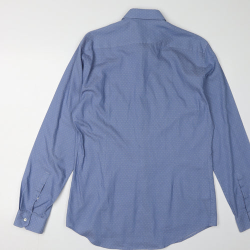 Marks and Spencer Men’s Blue Polka Dot Button-Up Shirt 15.5