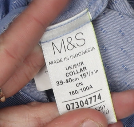 Marks and Spencer Men’s Blue Polka Dot Button-Up Shirt 15.5