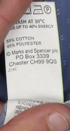 Marks and Spencer Men’s Blue Polka Dot Button-Up Shirt 15.5