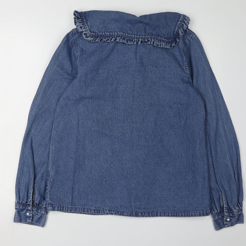 Next Women Blue Denim Button-Up Shirt, Size 12