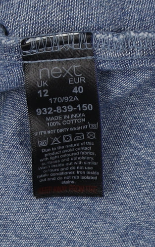 Next Women Blue Denim Button-Up Shirt, Size 12