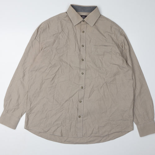 Marks and Spencer Men's Beige Long Sleeve Casual Shirt 17