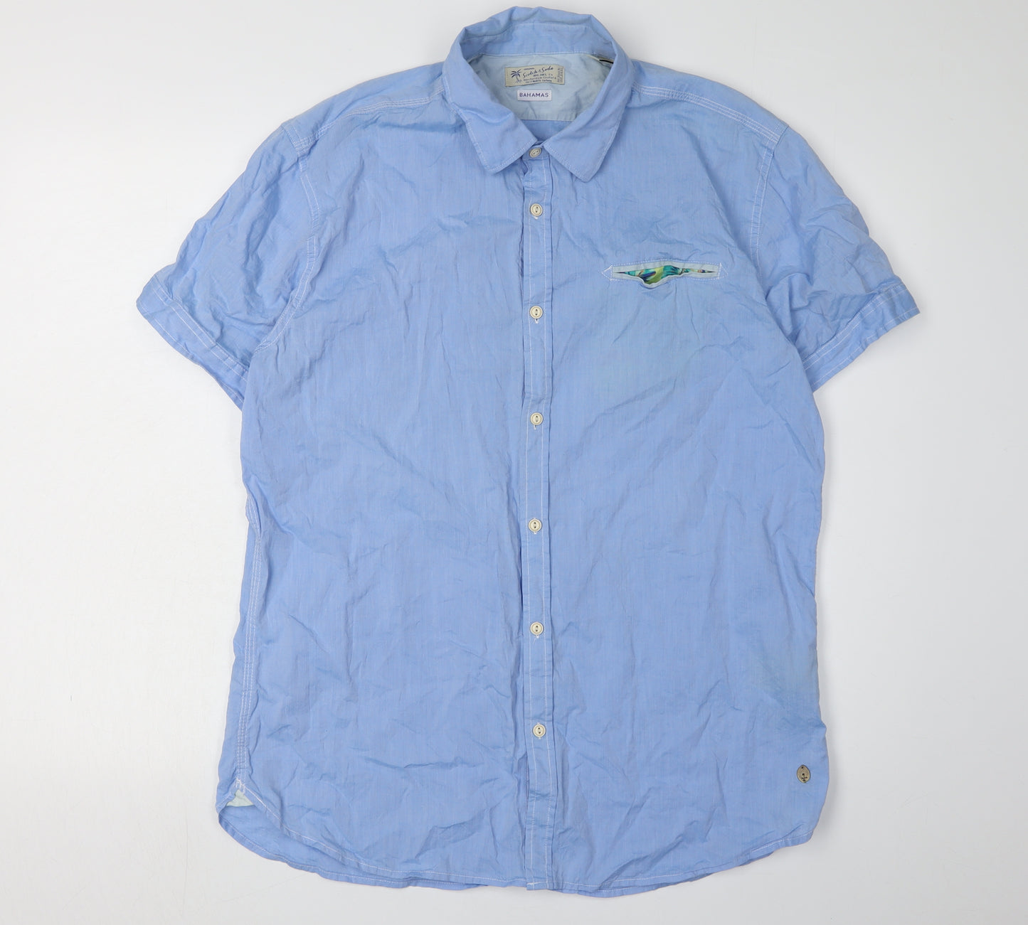 Scotch & Soda Men's Blue XL Short Sleeve Shirt
