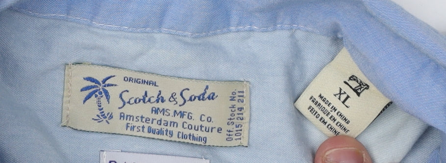 Scotch & Soda Men's Blue XL Short Sleeve Shirt