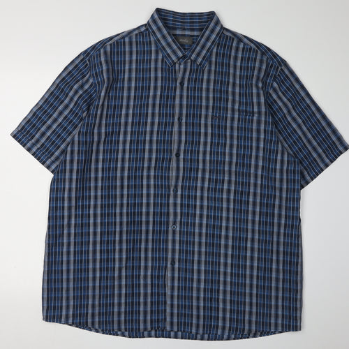 Wolsey Men's Blue Check Short Sleeve Shirt 2XL