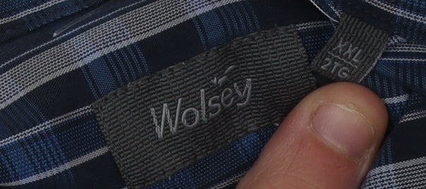 Wolsey Men's Blue Check Short Sleeve Shirt 2XL