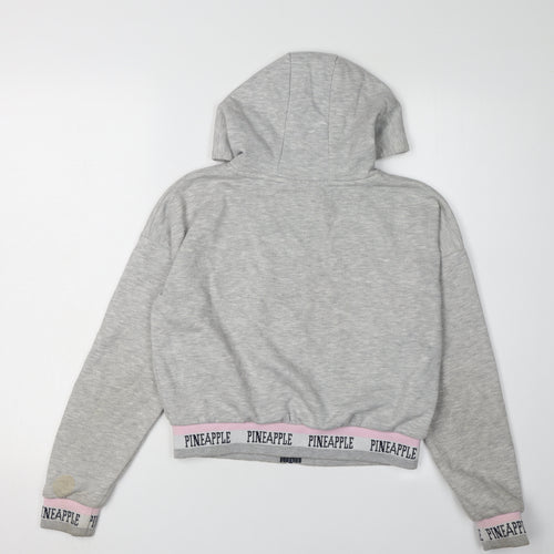 Pineapple Girls Grey Hoodie, Full Zip, Size 11-12Y, Logo Accent