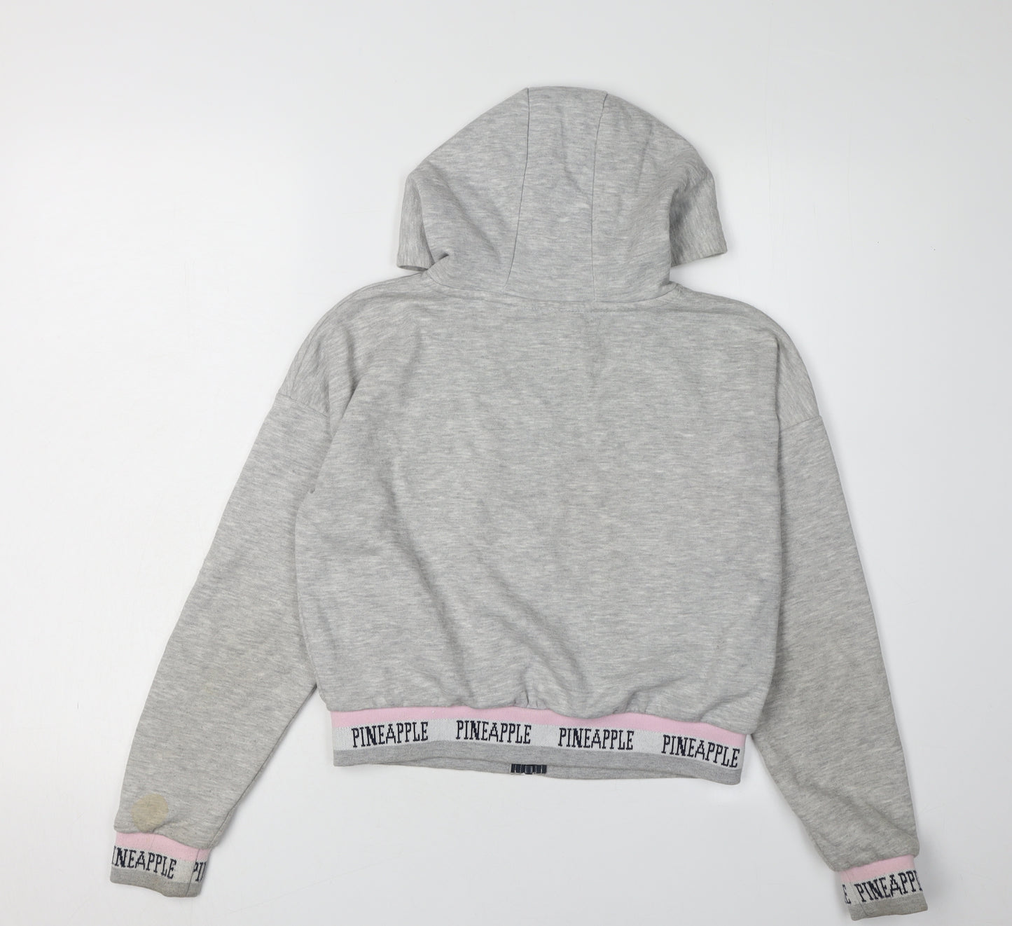 Pineapple Girls Grey Hoodie, Full Zip, Size 11-12Y, Logo Accent