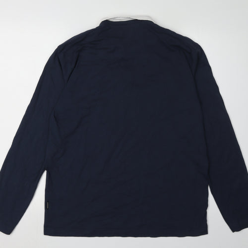Peter Werth Men's Blue Long Sleeve Polo Shirt