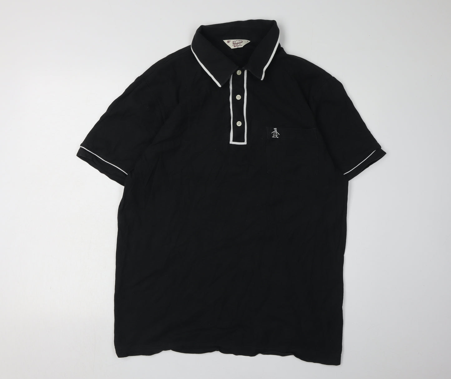 Original Penguin Men's Black Polo, Medium Size, Stylish Casual